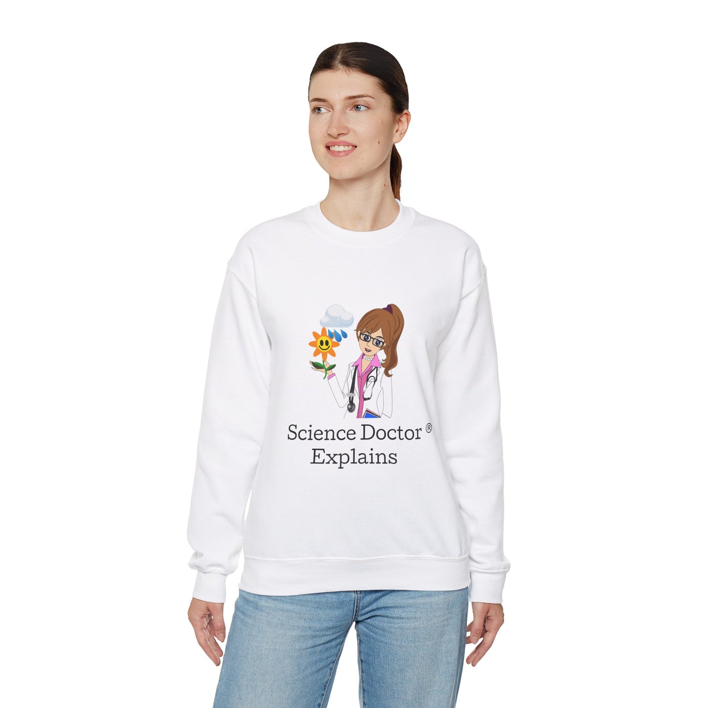 Unisex Heavy Blend™ Crewneck Sweatshirt | White | Science Doctor Explains - Water For Life