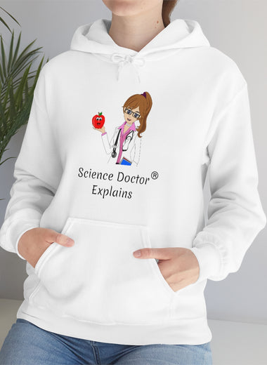 White Unisex Heavy Blend™ Hooded Sweatshirt | Science Doctor Explains - Food For Fuel